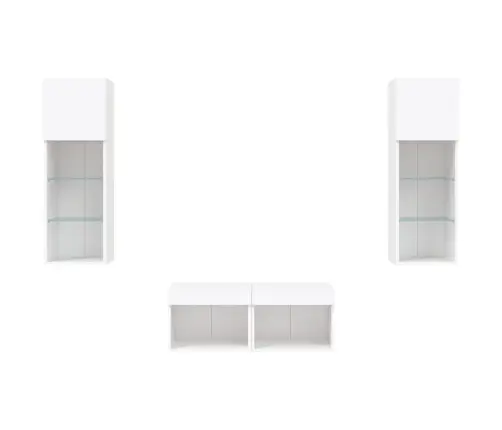 Tv Sienas Skapīši Ar Led, 4 Gab., Balti Vidaxl Tv Sienas Skapīši Ar Led, 4 Gab., Balti Vidaxl