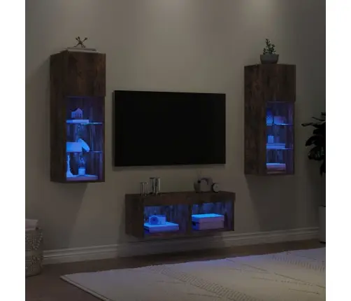 Tv Sienas Skapīši Ar Led, 4 Gab., Ozolkoka Krāsa Vidaxl