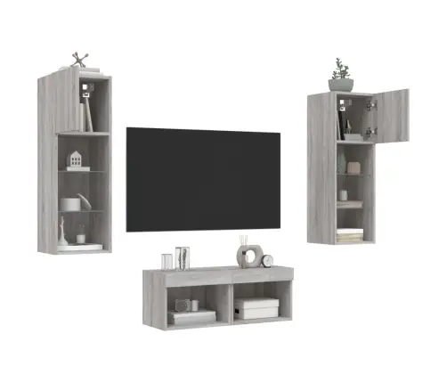 4-Osaline Telerikappide Komplekt Led-Tuledega, Hall Sonoma Tamm