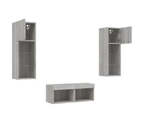 4-Osaline Telerikappide Komplekt Led-Tuledega, Hall Sonoma Tamm