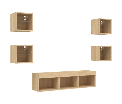 7-Osaline Telerikappide Komplekt Led-Tuledega, Sonoma Tamm