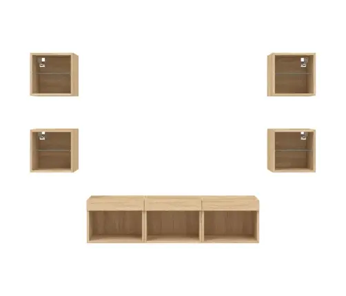 7-Osaline Telerikappide Komplekt Led-Tuledega, Sonoma Tamm