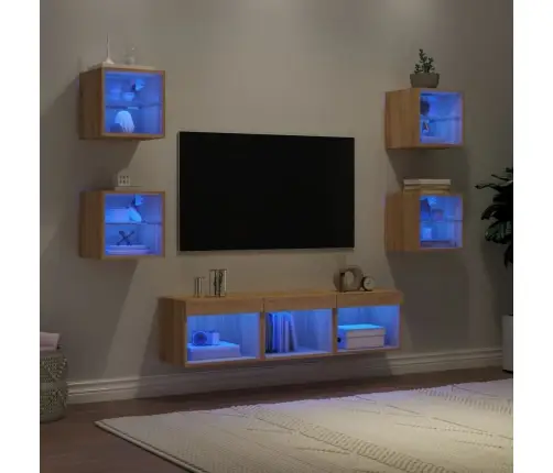 7-Osaline Telerikappide Komplekt Led-Tuledega, Sonoma Tamm