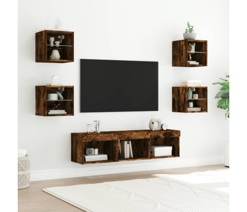 7-Daļīgs Tv Skapīšu Komplekts Ar Led, Ozola, Inženierijas Koks Vidaxl