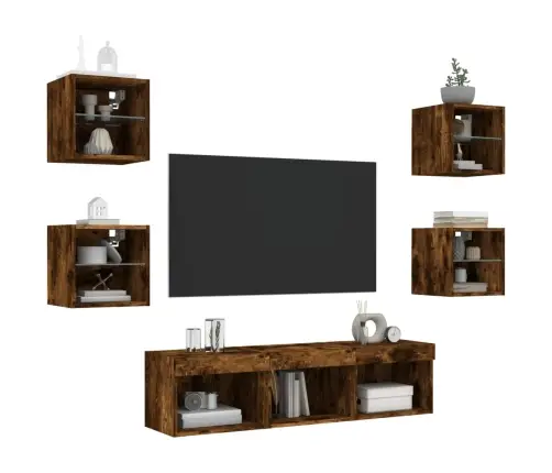 7-Osaline Telerikappide Komplekt Led-Tuledega, Suitsutatud Tamm