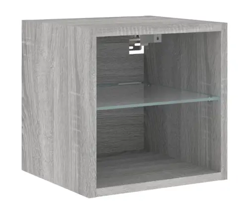 Sieninė Tv Sekcija Su Led, 7 Dalių, Pilka Ąžuolo, Mediena Sieninė Tv Sekcija Su Led, 7 Dalių, Pilka Ąžuolo, Mediena