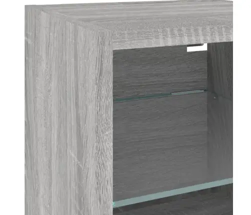 Sieninė Tv Sekcija Su Led, 7 Dalių, Pilka Ąžuolo, Mediena Sieninė Tv Sekcija Su Led, 7 Dalių, Pilka Ąžuolo, Mediena