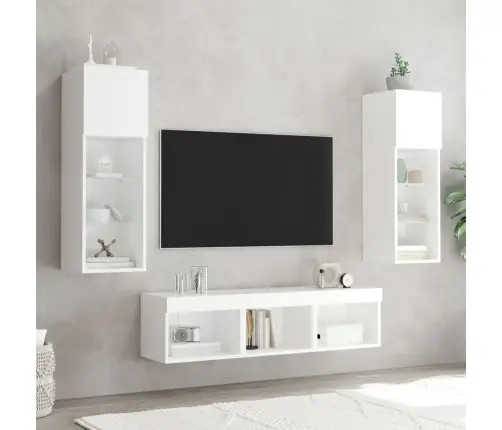 5-Daļīgs Tv Skapīšu Komplekts Ar Led, Balts, Inženierijas Koks Vidaxl