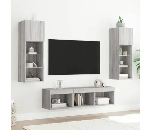 5-Daļīgs Tv Skapīšu Komplekts Ar Led, Pelēka Ozola Vidaxl