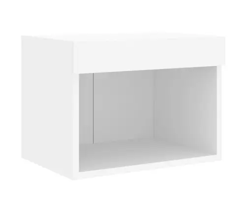 Sieninė Tv Sekcija Su Led, 5 Dalių, Balta, Apdirbta Mediena