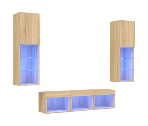 5-Osaline Telerikappide Komplekt Led-Tuledega, Sonoma Tamm