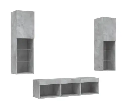 5-Daļīgs Tv Skapīšu Komplekts Ar Led, Betona Pelēks Vidaxl