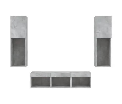 5-Daļīgs Tv Skapīšu Komplekts Ar Led, Betona Pelēks Vidaxl