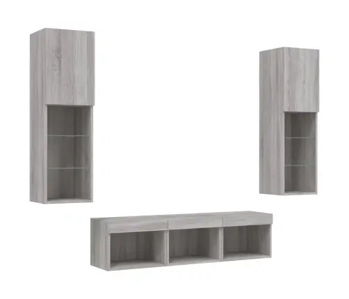 5-Daļīgs Tv Skapīšu Komplekts Ar Led, Pelēka Ozola Vidaxl 5-Daļīgs Tv Skapīšu Komplekts Ar Led, Pelēka Ozola Vidaxl