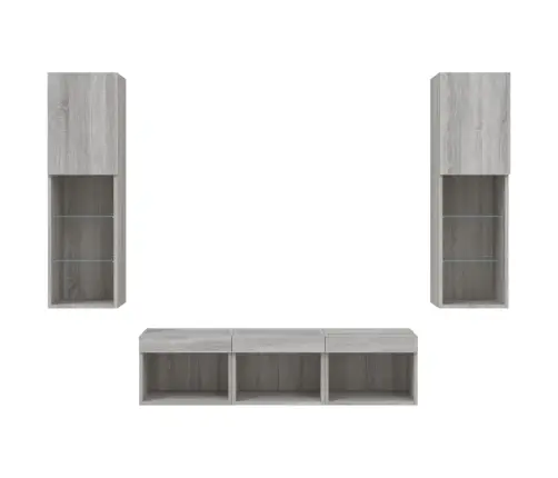 5-Daļīgs Tv Skapīšu Komplekts Ar Led, Pelēka Ozola Vidaxl 5-Daļīgs Tv Skapīšu Komplekts Ar Led, Pelēka Ozola Vidaxl