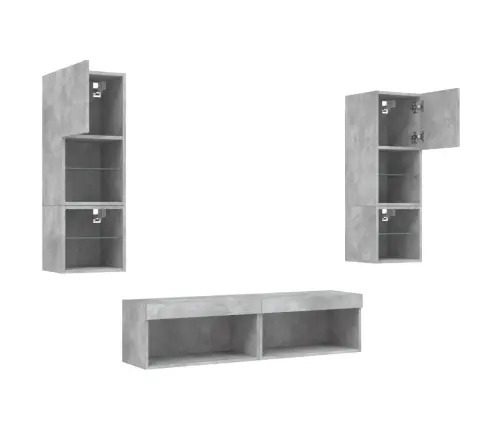 6-Daļīgs Tv Skapīšu Komplekts Ar Led, Betona Pelēks Vidaxl 6-Daļīgs Tv Skapīšu Komplekts Ar Led, Betona Pelēks Vidaxl