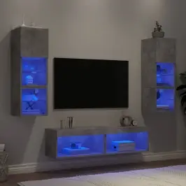 6-Daļīgs Tv Skapīšu Komplekts Ar Led, Betona Pelēks Vidaxl