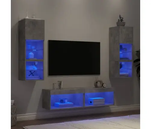 6-Daļīgs Tv Skapīšu Komplekts Ar Led, Betona Pelēks Vidaxl 6-Daļīgs Tv Skapīšu Komplekts Ar Led, Betona Pelēks Vidaxl