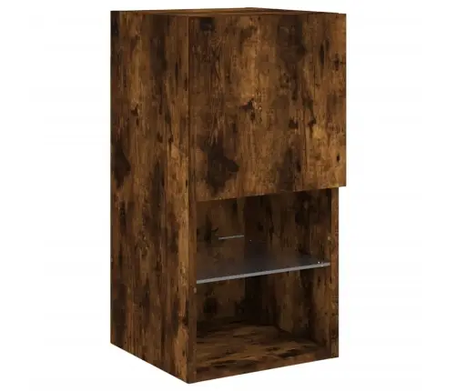 Sieninė Tv Sekcija Su Led, 6 Dalių, Dūminio Ąžuolo, Mediena