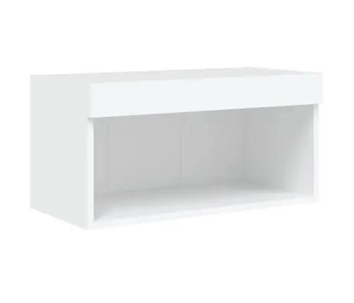 Sieninė Tv Sekcija Su Led, 6 Dalių, Balta, Apdirbta Mediena