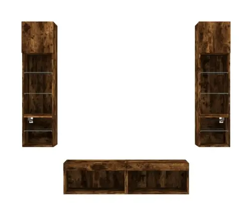 6-Daļīgs Tv Skapīšu Komplekts Ar Led, Ozola, Inženierijas Koks Vidaxl