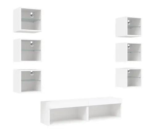 8-Daļīgs Tv Skapīšu Komplekts Ar Led, Balts, Inženierijas Koks Vidaxl 8-Daļīgs Tv Skapīšu Komplekts Ar Led, Balts, Inženierijas Koks Vidaxl