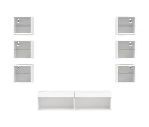 8-Daļīgs Tv Skapīšu Komplekts Ar Led, Balts, Inženierijas Koks Vidaxl 8-Daļīgs Tv Skapīšu Komplekts Ar Led, Balts, Inženierijas Koks Vidaxl