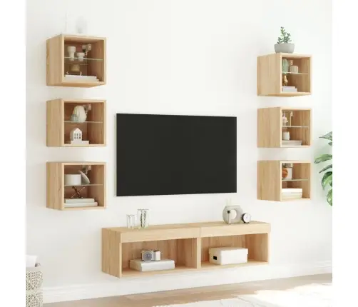8-Daļīgs Tv Skapīšu Komplekts Ar Led, Ozola, Inženierijas Koks Vidaxl