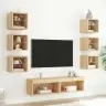 8-Daļīgs Tv Skapīšu Komplekts Ar Led, Ozola, Inženierijas Koks Vidaxl
