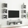 8-Daļīgs Tv Skapīšu Komplekts Ar Led, Betona Pelēks Vidaxl