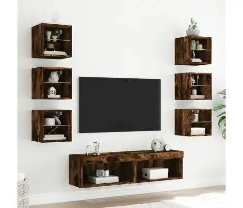 8-Daļīgs Tv Skapīšu Komplekts Ar Led, Ozola, Inženierijas Koks Vidaxl