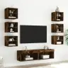 8-Daļīgs Tv Skapīšu Komplekts Ar Led, Ozola, Inženierijas Koks Vidaxl