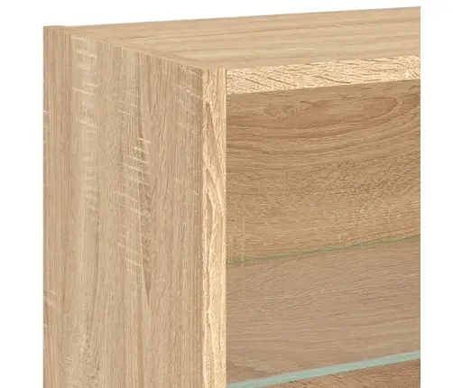 Sieninė Tv Sekcija Su Led, 4 Dalių, Ąžuolo, Apdirbta Mediena