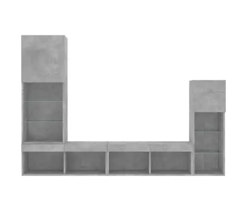 4-Daļīgs Tv Skapīšu Komplekts Ar Led, Betona Pelēks Vidaxl