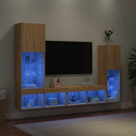4-Osaline Telerikappide Komplekt Led-Tuledega, Sonoma Tamm