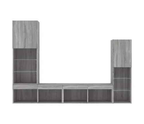 4-Daļīgs Tv Skapīšu Komplekts Ar Led, Pelēka Ozola Vidaxl