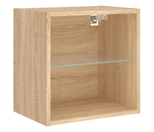 Sieninė Tv Sekcija Su Led, 8 Dalių, Ąžuolo, Apdirbta Mediena