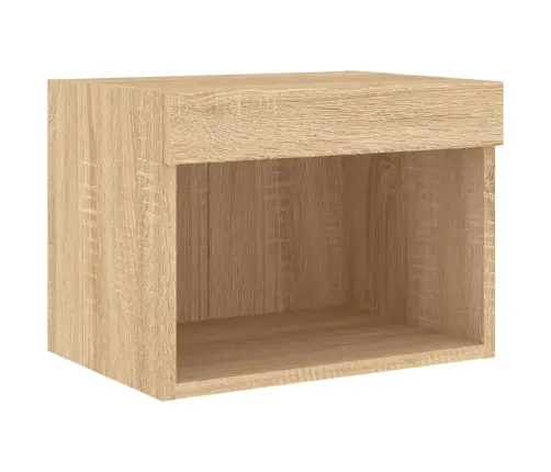 Sieninė Tv Sekcija Su Led, 8 Dalių, Ąžuolo, Apdirbta Mediena