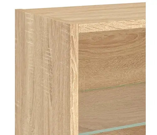 Sieninė Tv Sekcija Su Led, 5 Dalių, Ąžuolo, Apdirbta Mediena