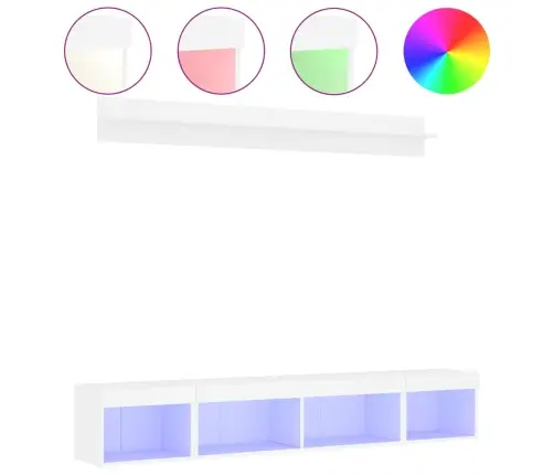 5-Daļīgs Tv Skapīšu Komplekts Ar Led, Balts, Inženierijas Koks Vidaxl 5-Daļīgs Tv Skapīšu Komplekts Ar Led, Balts, Inženierijas Koks Vidaxl