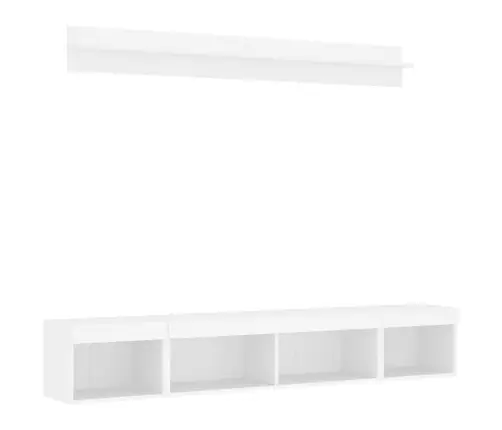 5-Daļīgs Tv Skapīšu Komplekts Ar Led, Balts, Inženierijas Koks Vidaxl 5-Daļīgs Tv Skapīšu Komplekts Ar Led, Balts, Inženierijas Koks Vidaxl