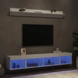 5-Daļīgs Tv Skapīšu Komplekts Ar Led, Balts, Inženierijas Koks Vidaxl
