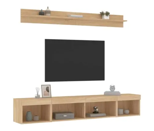 5-Daļīgs Tv Skapīšu Komplekts Ar Led, Ozola, Inženierijas Koks Vidaxl 5-Daļīgs Tv Skapīšu Komplekts Ar Led, Ozola, Inženierijas Koks Vidaxl