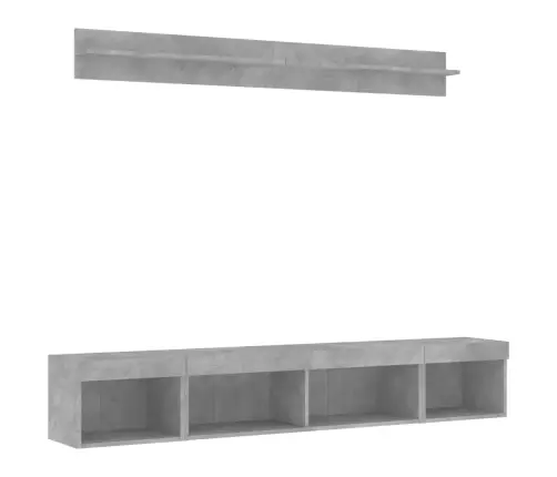 5-Daļīgs Tv Skapīšu Komplekts Ar Led, Betona Pelēks Vidaxl