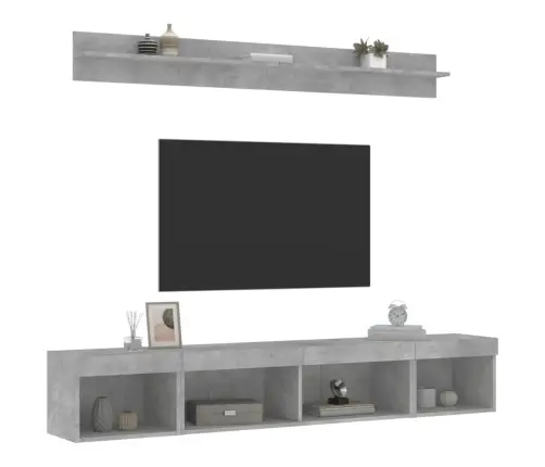 5-Daļīgs Tv Skapīšu Komplekts Ar Led, Betona Pelēks Vidaxl