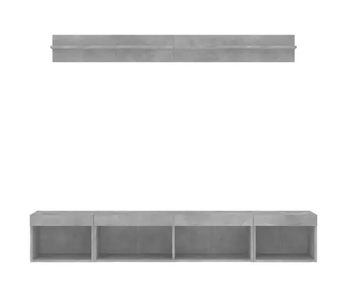 5-Daļīgs Tv Skapīšu Komplekts Ar Led, Betona Pelēks Vidaxl