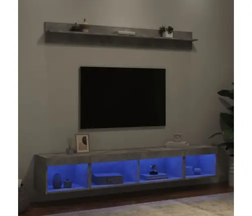 5-Daļīgs Tv Skapīšu Komplekts Ar Led, Betona Pelēks Vidaxl