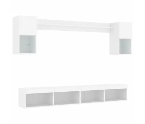 6-Osaline Telerikappide Komplekt Led-Tuledega, Valge, Tehispuit