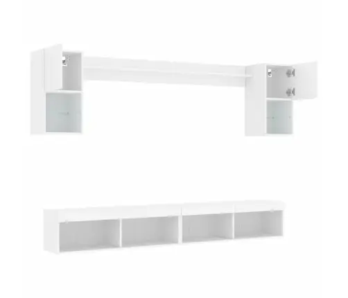 6-Osaline Telerikappide Komplekt Led-Tuledega, Valge, Tehispuit