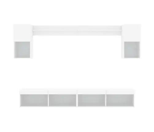 6-Osaline Telerikappide Komplekt Led-Tuledega, Valge, Tehispuit